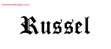 Russel Blackletter Name Tattoo Designs