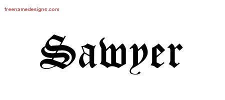 Sawyer Blackletter Name Tattoo Designs
