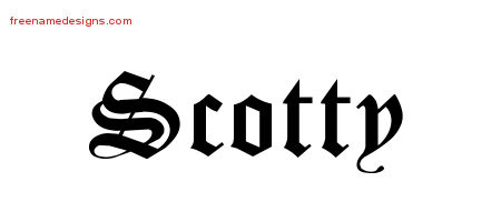 Scotty Blackletter Name Tattoo Designs