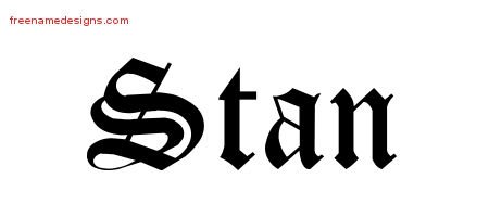 Stan Blackletter Name Tattoo Designs