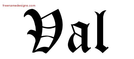 Val Blackletter Name Tattoo Designs
