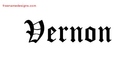 Vernon Blackletter Name Tattoo Designs