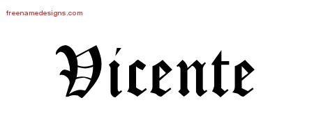 Vicente Blackletter Name Tattoo Designs