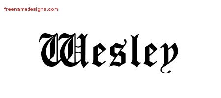 Wesley Blackletter Name Tattoo Designs