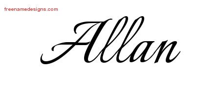 Allan Calligraphic Name Tattoo Designs