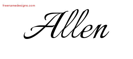 Allen Calligraphic Name Tattoo Designs