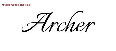 Archer Calligraphic Name Tattoo Designs