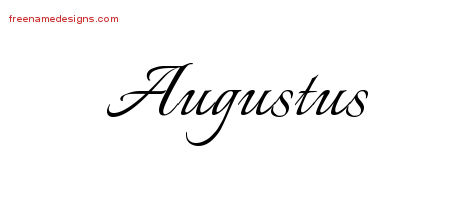 Augustus Calligraphic Name Tattoo Designs