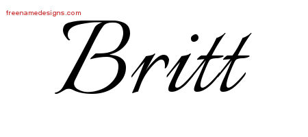 Britt Calligraphic Name Tattoo Designs