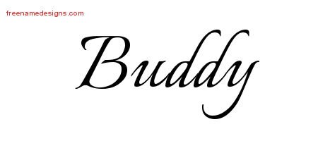 Buddy Calligraphic Name Tattoo Designs