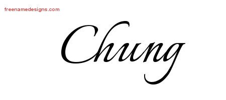 Chung Calligraphic Name Tattoo Designs