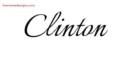 Clinton Calligraphic Name Tattoo Designs