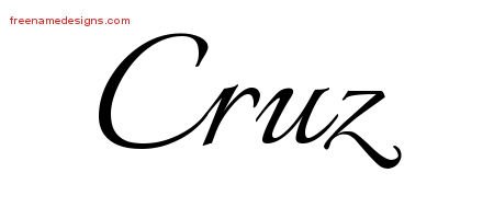 Cruz Calligraphic Name Tattoo Designs