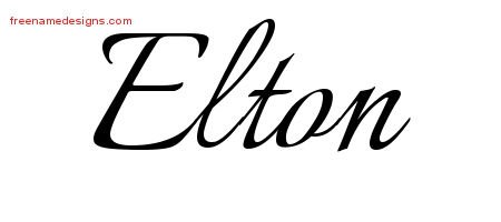 Elton Calligraphic Name Tattoo Designs