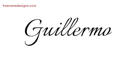 Guillermo Calligraphic Name Tattoo Designs