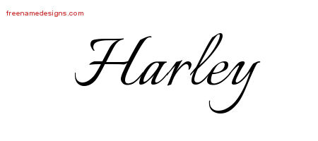 Harley Calligraphic Name Tattoo Designs