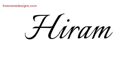 Hiram Calligraphic Name Tattoo Designs