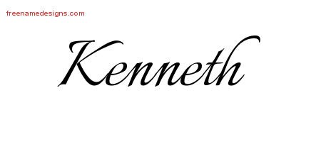 Kenneth Calligraphic Name Tattoo Designs