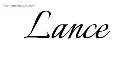 Lance Calligraphic Name Tattoo Designs