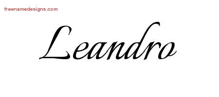 Leandro Calligraphic Name Tattoo Designs