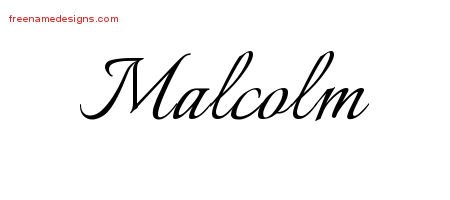 Malcolm Calligraphic Name Tattoo Designs