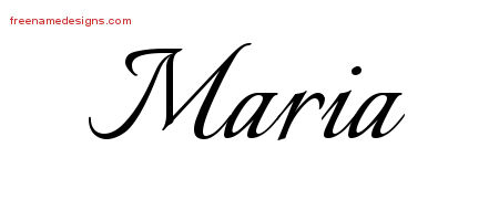 Maria Calligraphic Name Tattoo Designs