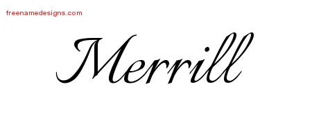 Merrill Calligraphic Name Tattoo Designs