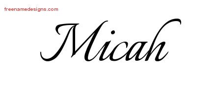 Micah Calligraphic Name Tattoo Designs