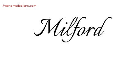 Milford Calligraphic Name Tattoo Designs