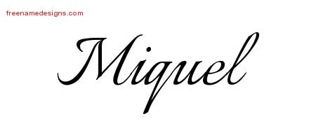Miquel Calligraphic Name Tattoo Designs