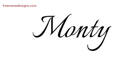 Monty Calligraphic Name Tattoo Designs