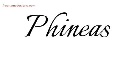 Phineas Calligraphic Name Tattoo Designs