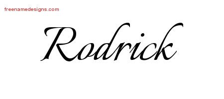 Rodrick Calligraphic Name Tattoo Designs