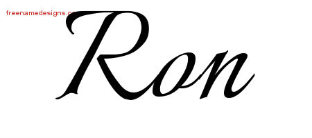 Ron Calligraphic Name Tattoo Designs