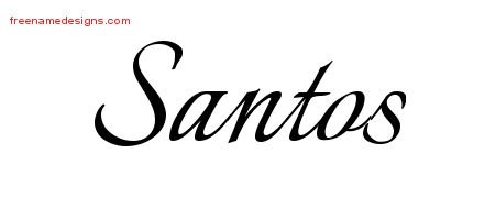 Santos Calligraphic Name Tattoo Designs