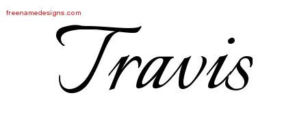 Travis Calligraphic Name Tattoo Designs