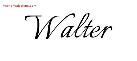 Walter Calligraphic Name Tattoo Designs