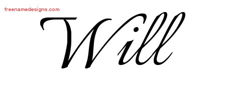 Will Calligraphic Name Tattoo Designs