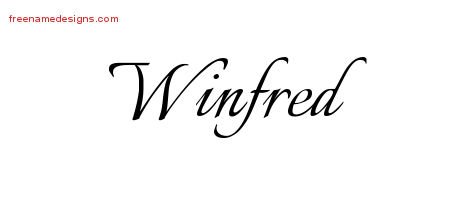 Winfred Calligraphic Name Tattoo Designs