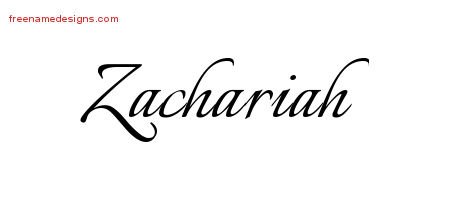 Zachariah Calligraphic Name Tattoo Designs