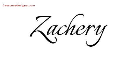Zachery Calligraphic Name Tattoo Designs