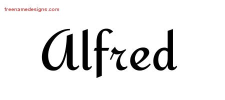 Alfred Calligraphic Stylish Name Tattoo Designs