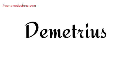 Demetrius Calligraphic Stylish Name Tattoo Designs