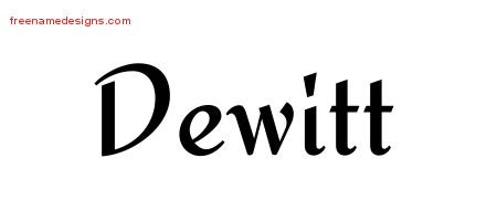 Dewitt Calligraphic Stylish Name Tattoo Designs