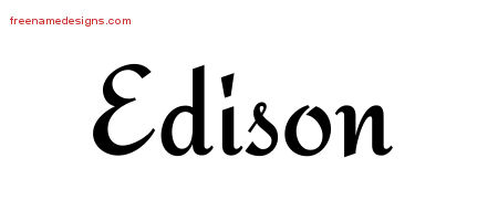 Edison Calligraphic Stylish Name Tattoo Designs