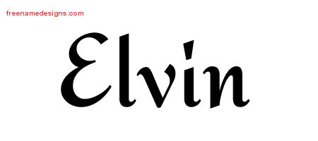 Elvin Calligraphic Stylish Name Tattoo Designs