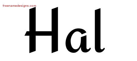 Hal Calligraphic Stylish Name Tattoo Designs