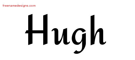 Hugh Calligraphic Stylish Name Tattoo Designs