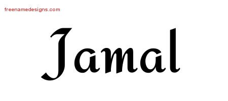 Jamal Calligraphic Stylish Name Tattoo Designs