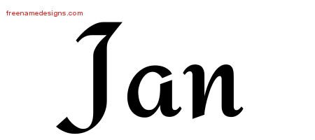 Jan Calligraphic Stylish Name Tattoo Designs